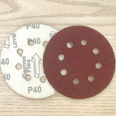 10pcs 5 Red Sanding Discs 8 Hole Flocking Sanding Sheets