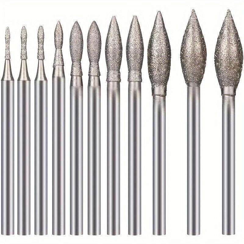 11pcs Drill Grinding Head Polishing J Needle Bits Burrs Engraving Carving Tools