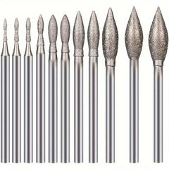 11pcs Drill Grinding Head Polishing J Needle Bits Burrs Engraving Carving Tools