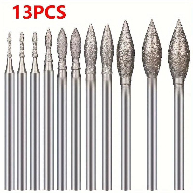 11pcs Drill Grinding Head Polishing J Needle Bits Burrs Engraving Carving Tools