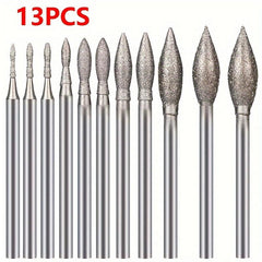 11pcs Drill Grinding Head Polishing J Needle Bits Burrs Engraving Carving Tools