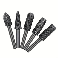5pcs Carbide Burr Set Woodworking Rotary Burr Rasp Drill Bit Set Files