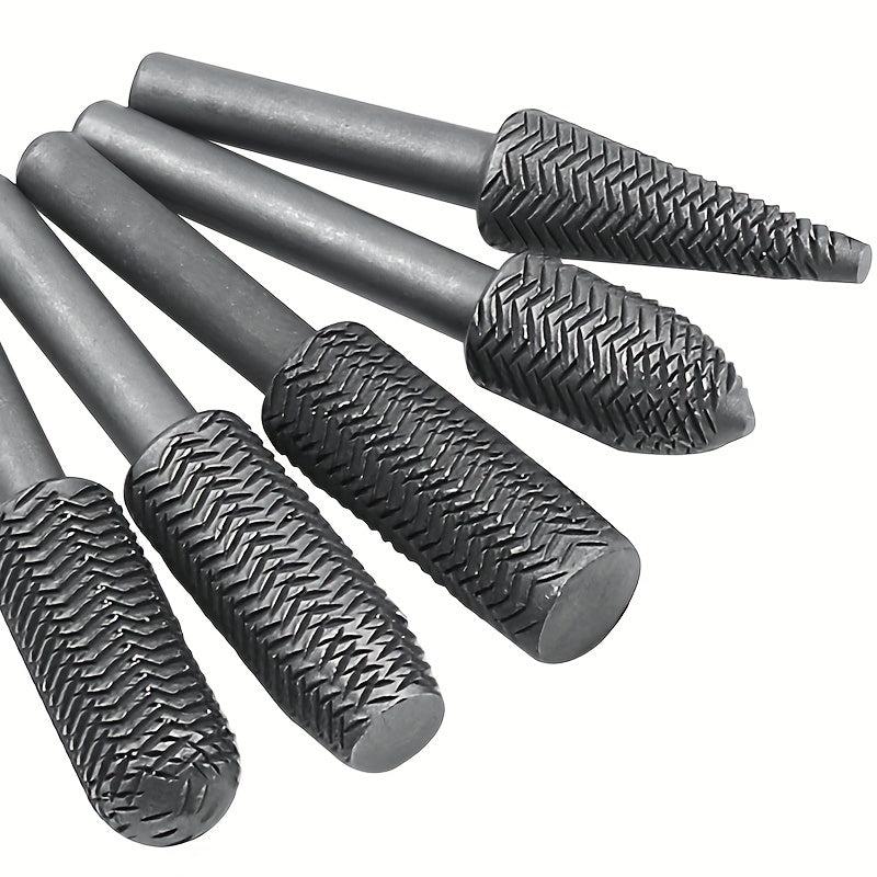 5pcs Carbide Burr Set Woodworking Rotary Burr Rasp Drill Bit Set Files