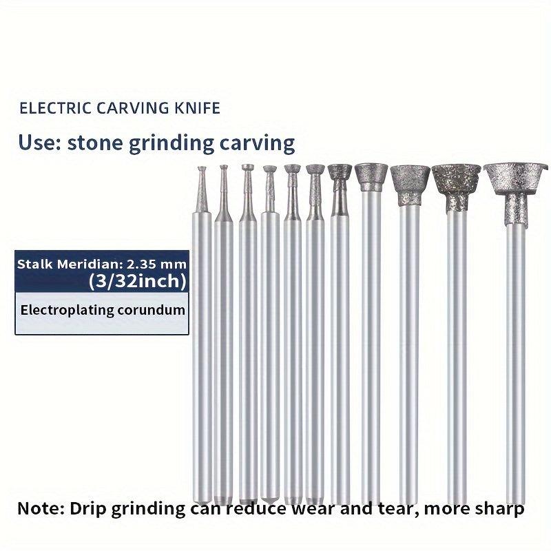 12pcs Diamond Grinding Head Jade Carving Drill Bit
