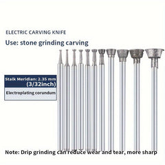 12pcs Diamond Grinding Head Jade Carving Drill Bit