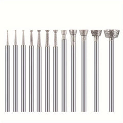 12pcs Diamond Grinding Head Jade Carving Drill Bit
