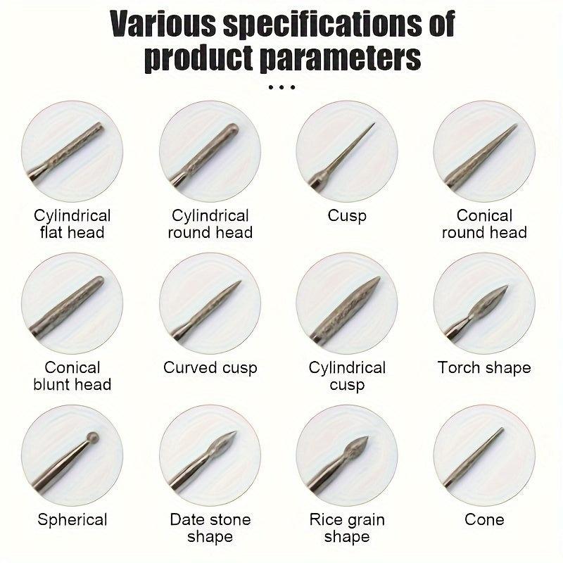 30pcs Diamond Grinding Needle Point Engraving Carving Deburring Polishing