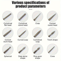30pcs Diamond Grinding Needle Point Engraving Carving Deburring Polishing