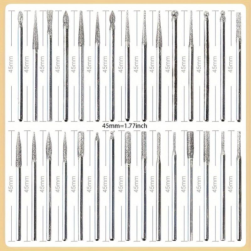 30pcs Diamond Grinding Needle Point Engraving Carving Deburring Polishing