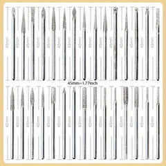 30pcs Diamond Grinding Needle Point Engraving Carving Deburring Polishing