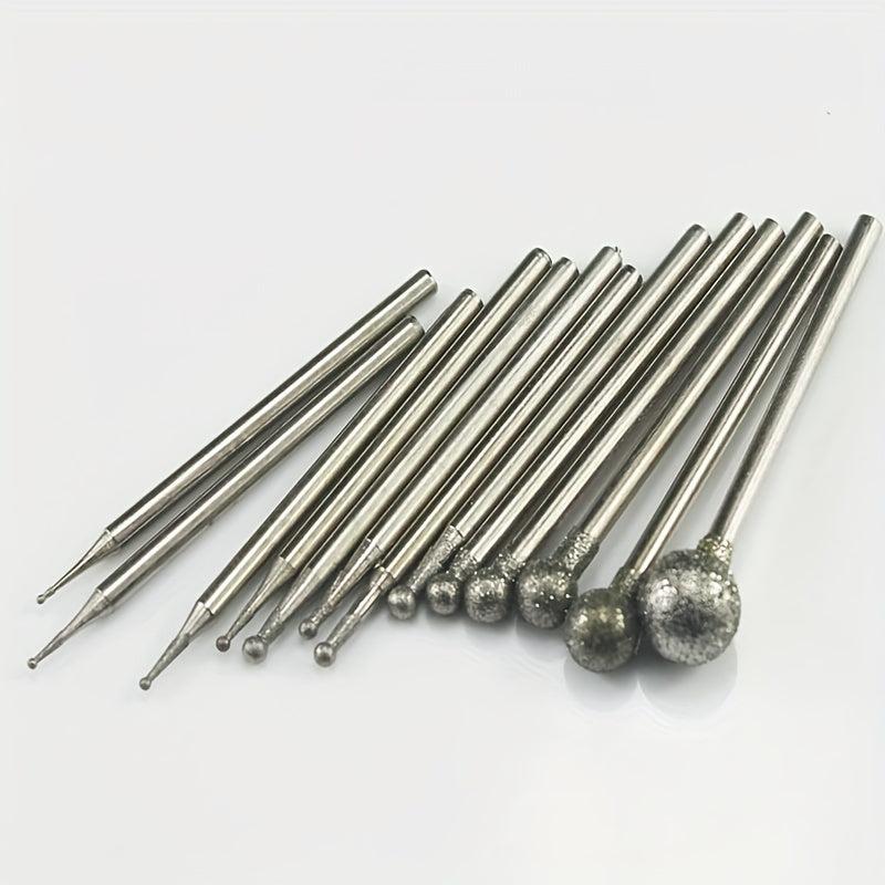 13pcs Diamond Burr Stone Carving Set Mounted With Mandrel Fits Rotary Tool