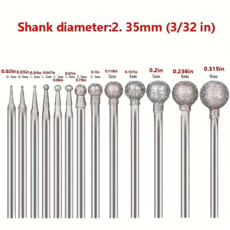 13pcs Diamond Burr Stone Carving Set Mounted With Mandrel Fits Rotary Tool