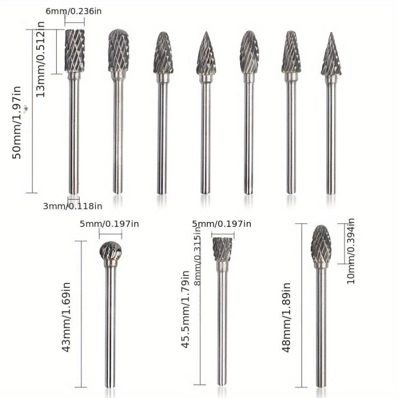 10pcs Tungsten Carbide Grinding Bits Set for Rotary Tools