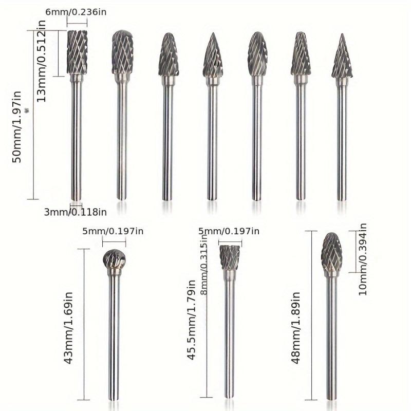 10pcs Tungsten Carbide Grinding Bits Set for Rotary Tools