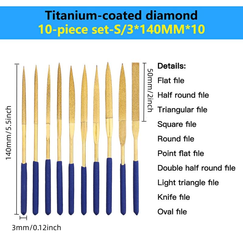 10pcs Mini Titanium Coated Files Kit for Wood Ceramic Glass