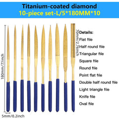 10pcs Mini Titanium Coated Files Kit for Wood Ceramic Glass