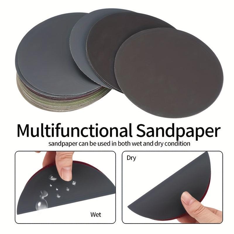 123pcs 3in Sanding Disc Kit 1/4in Shank Hook & Loop Sandpaper 60-10000 Grit