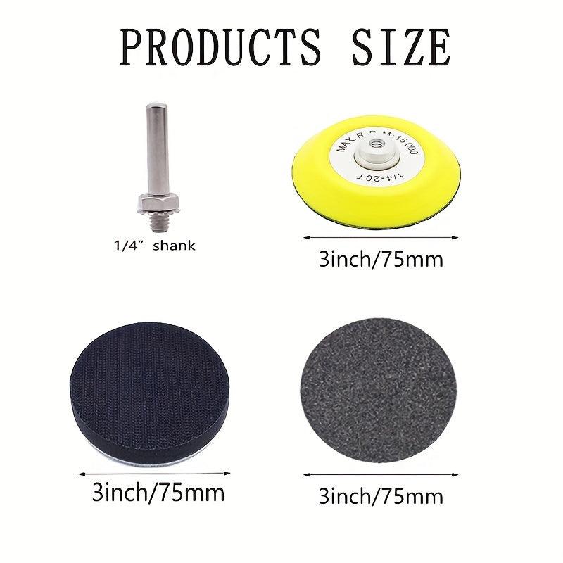 123pcs 3in Sanding Disc Kit 1/4in Shank Hook & Loop Sandpaper 60-10000 Grit