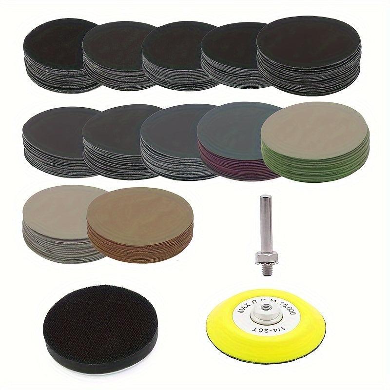 123pcs 3in Sanding Disc Kit 1/4in Shank Hook & Loop Sandpaper 60-10000 Grit