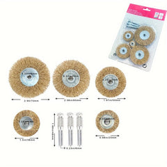 8pcs Brass Coated Wire Wheel Brush Set for Rust Removal and Surface Scrubbing