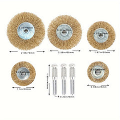 8pcs Brass Coated Wire Wheel Brush Set for Rust Removal and Surface Scrubbing