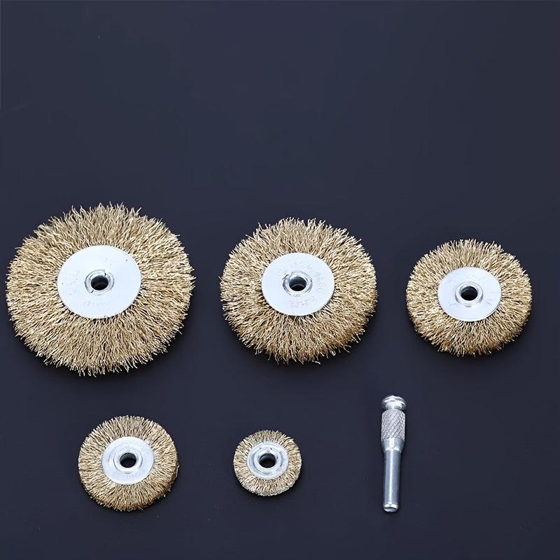 8pcs Brass Coated Wire Wheel Brush Set for Rust Removal and Surface Scrubbing