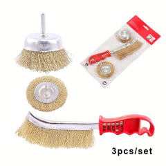 8pcs Brass Coated Wire Wheel Brush Set for Rust Removal and Surface Scrubbing