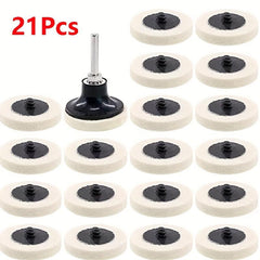 21pcs 5.08cm Wool Fabric Buffing Pads with Disc Pad Holder