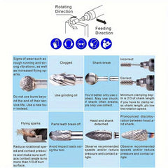 10pcs Carbide Burr Set 1/8 Shank Tungsten Steel for Wood Metal Car