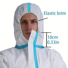 Disposable Microporous Protective Clothing Hood Overalls 65GSM Waterproof