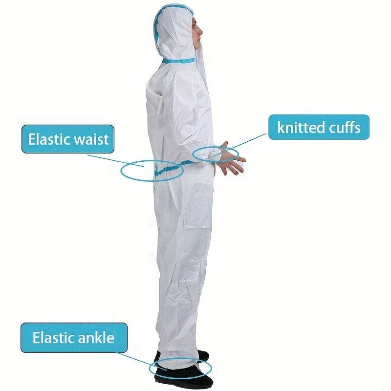 Disposable Microporous Protective Clothing Hood Overalls 65GSM Waterproof
