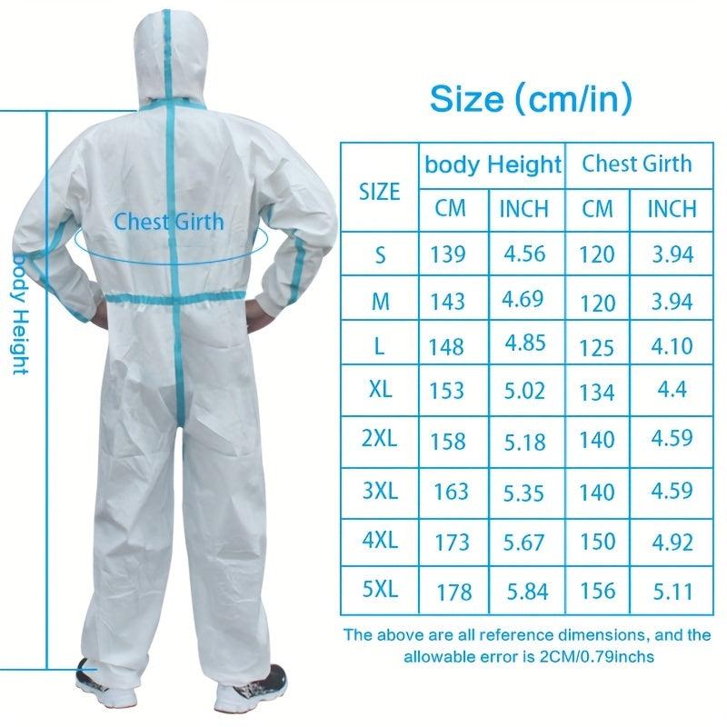 Disposable Microporous Protective Clothing Hood Overalls 65GSM Waterproof