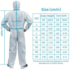 Disposable Microporous Protective Clothing Hood Overalls 65GSM Waterproof