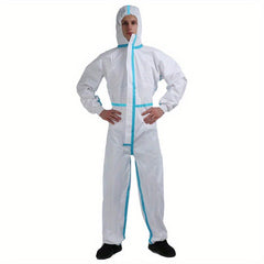Disposable Microporous Protective Clothing Hood Overalls 65GSM Waterproof