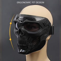 Windproof Skull Head Goggles Adjustable Glasses Tactical Mask