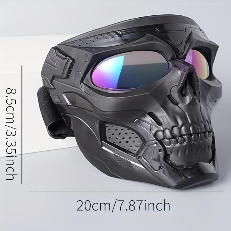 Windproof Skull Head Goggles Adjustable Glasses Tactical Mask