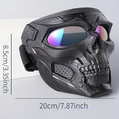 Windproof Skull Head Goggles Adjustable Glasses Tactical Mask
