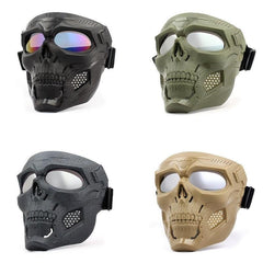 Windproof Skull Head Goggles Adjustable Glasses Tactical Mask
