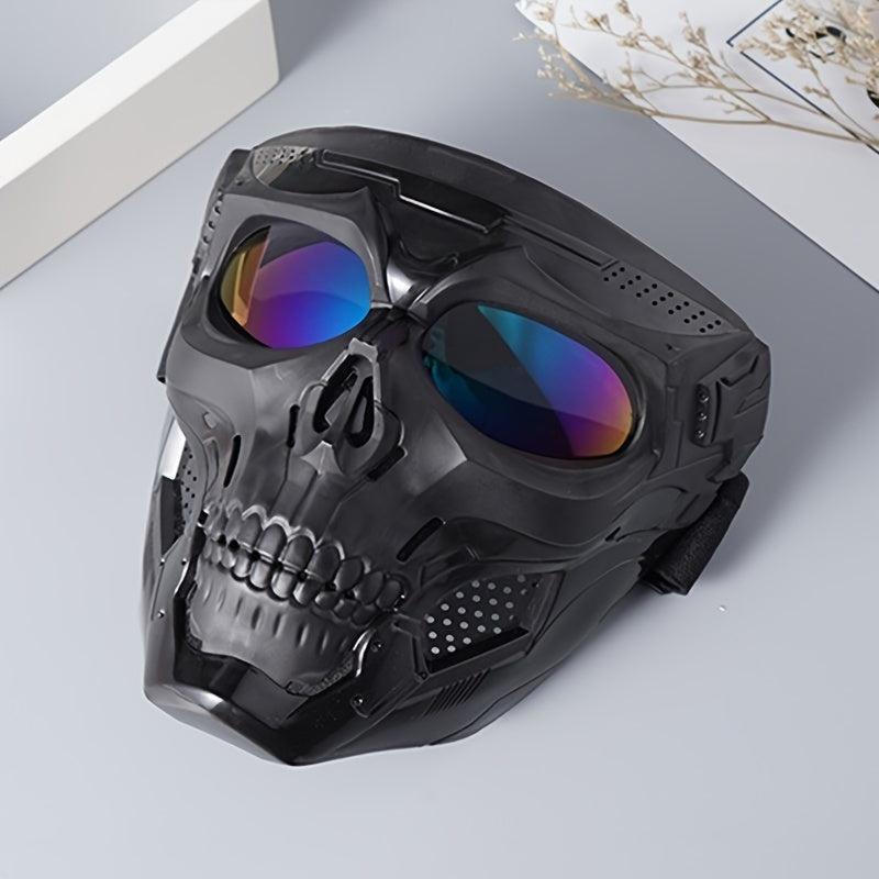 Windproof Skull Head Goggles Adjustable Glasses Tactical Mask