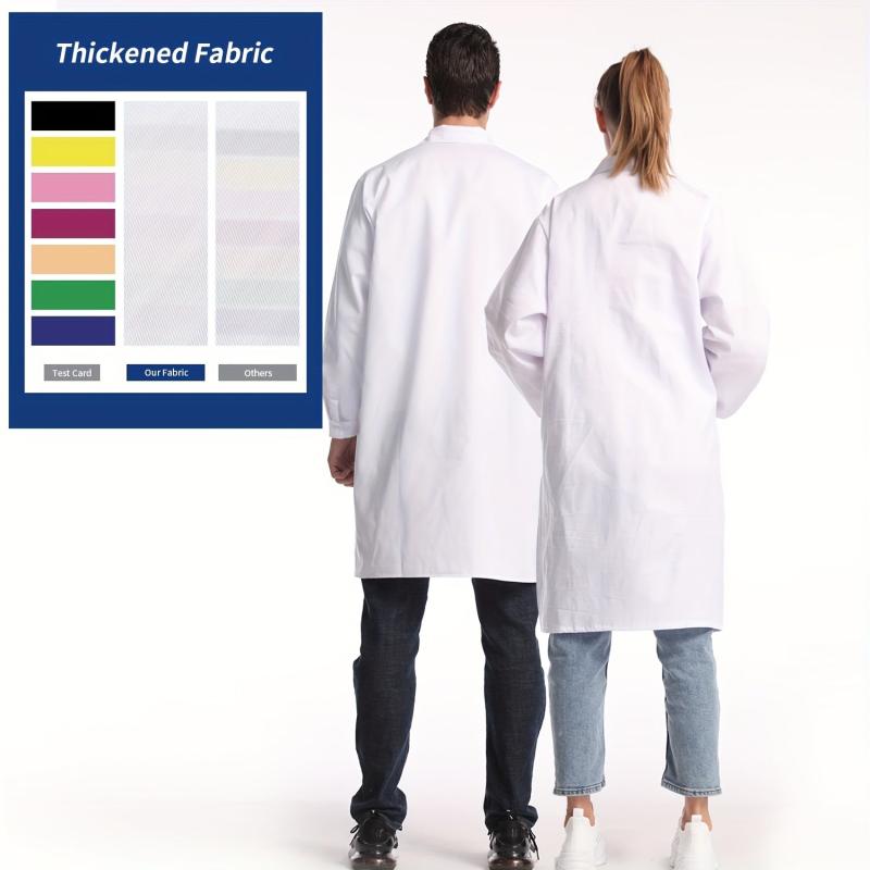 Unisex Lab Coat Long Sleeve Cotton Professional Lab Coat
