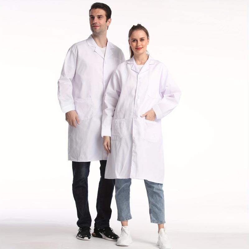 Unisex Lab Coat Long Sleeve Cotton Professional Lab Coat