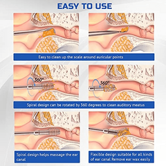 Professional Ear Cleaner Stainless Steel Spiral Ear Massage