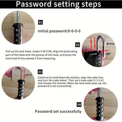 2pcs Resettable 4 Digit Combo Padlocks for Locker Backpack Toolbox