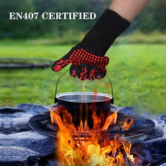 800 C Heat Resistant BBQ Gloves for Hand Safety