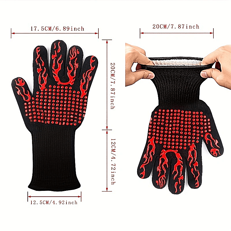 800 C Heat Resistant BBQ Gloves for Hand Safety