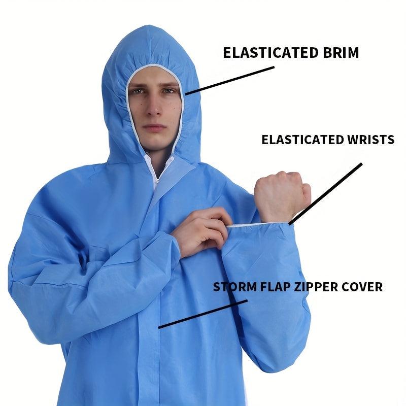 Disposable Coveralls with Hood Safety Work Wear Zipper Elastic