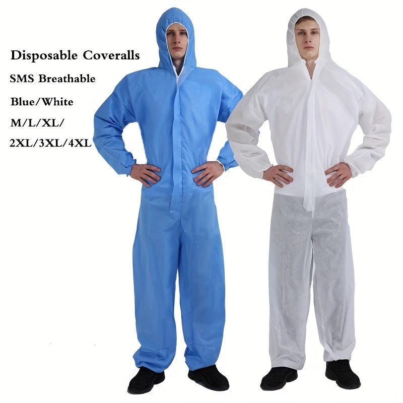 Disposable Coveralls with Hood Safety Work Wear Zipper Elastic