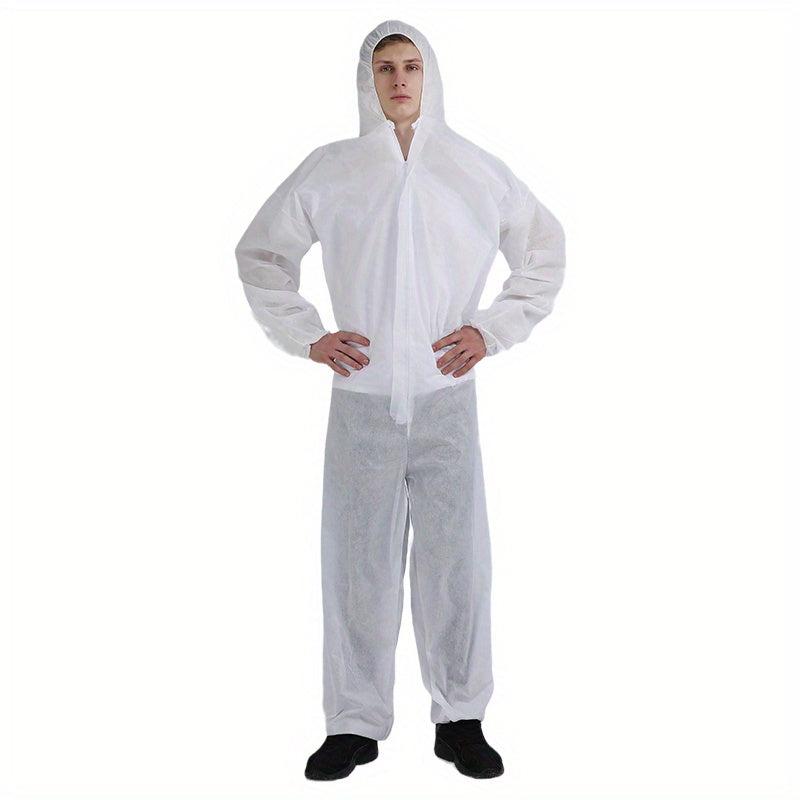 Disposable Coveralls with Hood Safety Work Wear Zipper Elastic