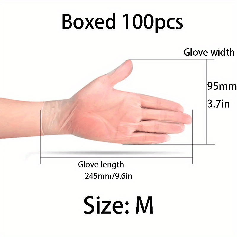100pcs Disposable TPE Transparent Sterile Protective Gloves