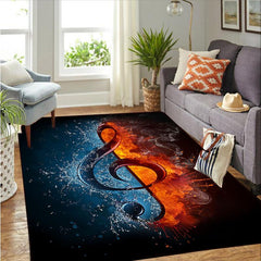 Painted Music Elements Water And Fire Note Carpet